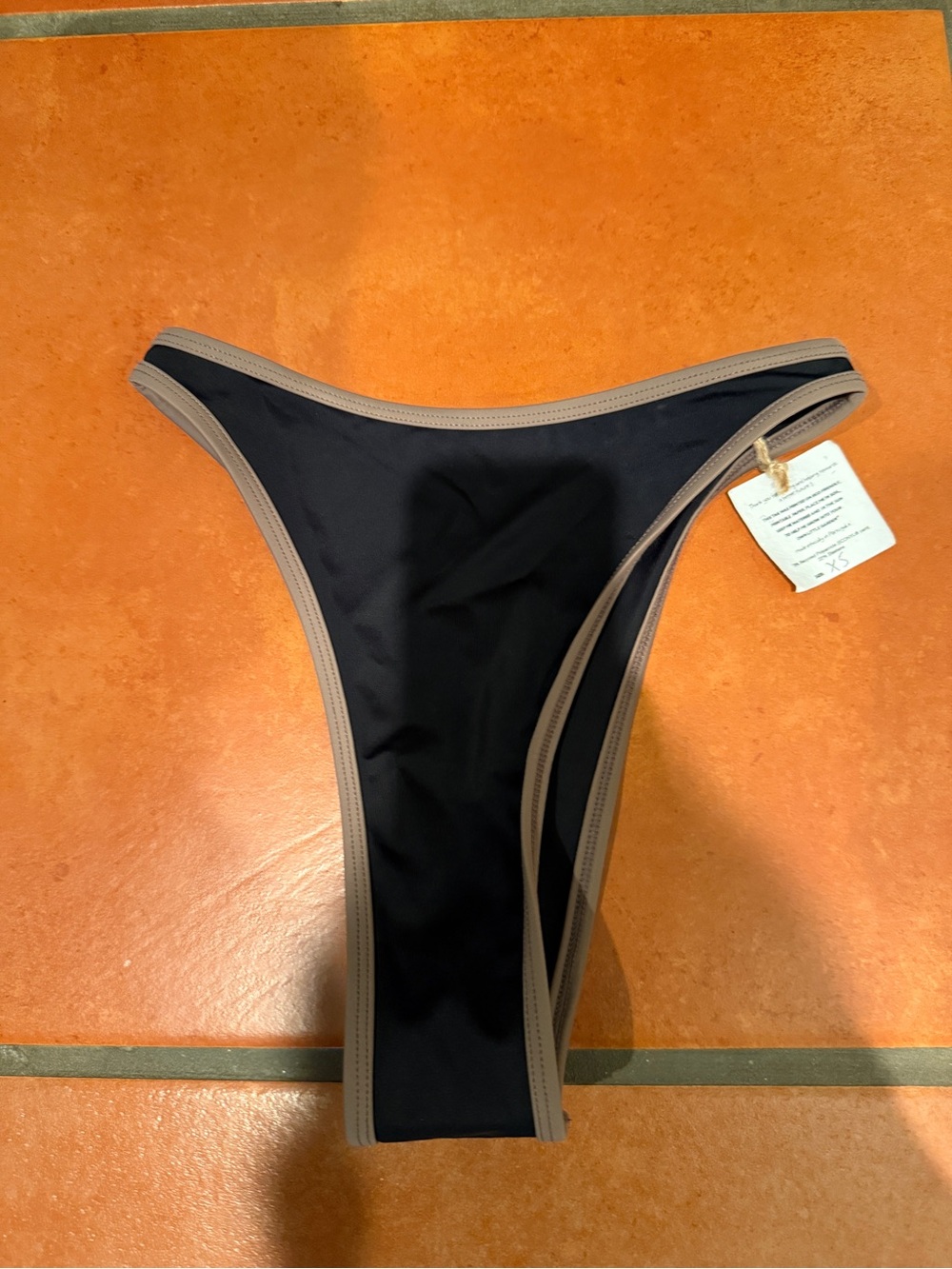 Soso swim Black Bikini Bottom with Taupe Trim